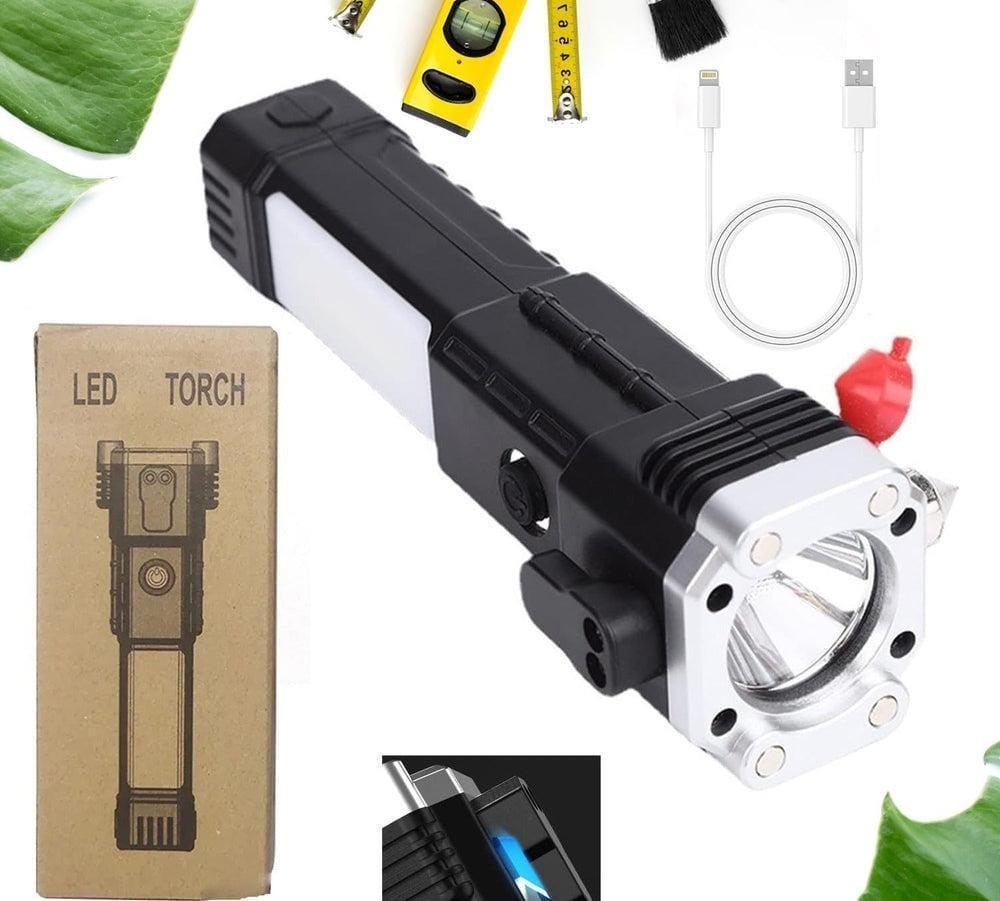 Rechargeable LED Torch Light Black Portable Camping Gear