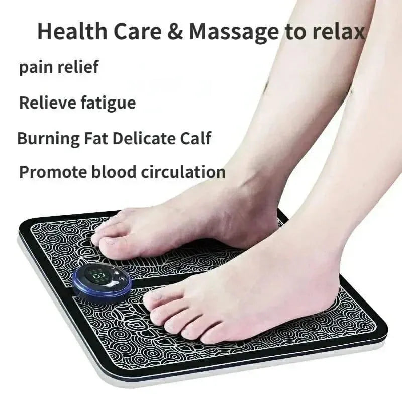 Rechargeable Foot Massager Mat Black PU Leather