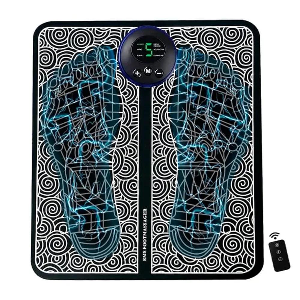 Rechargeable Foot Massager Mat Black PU Leather