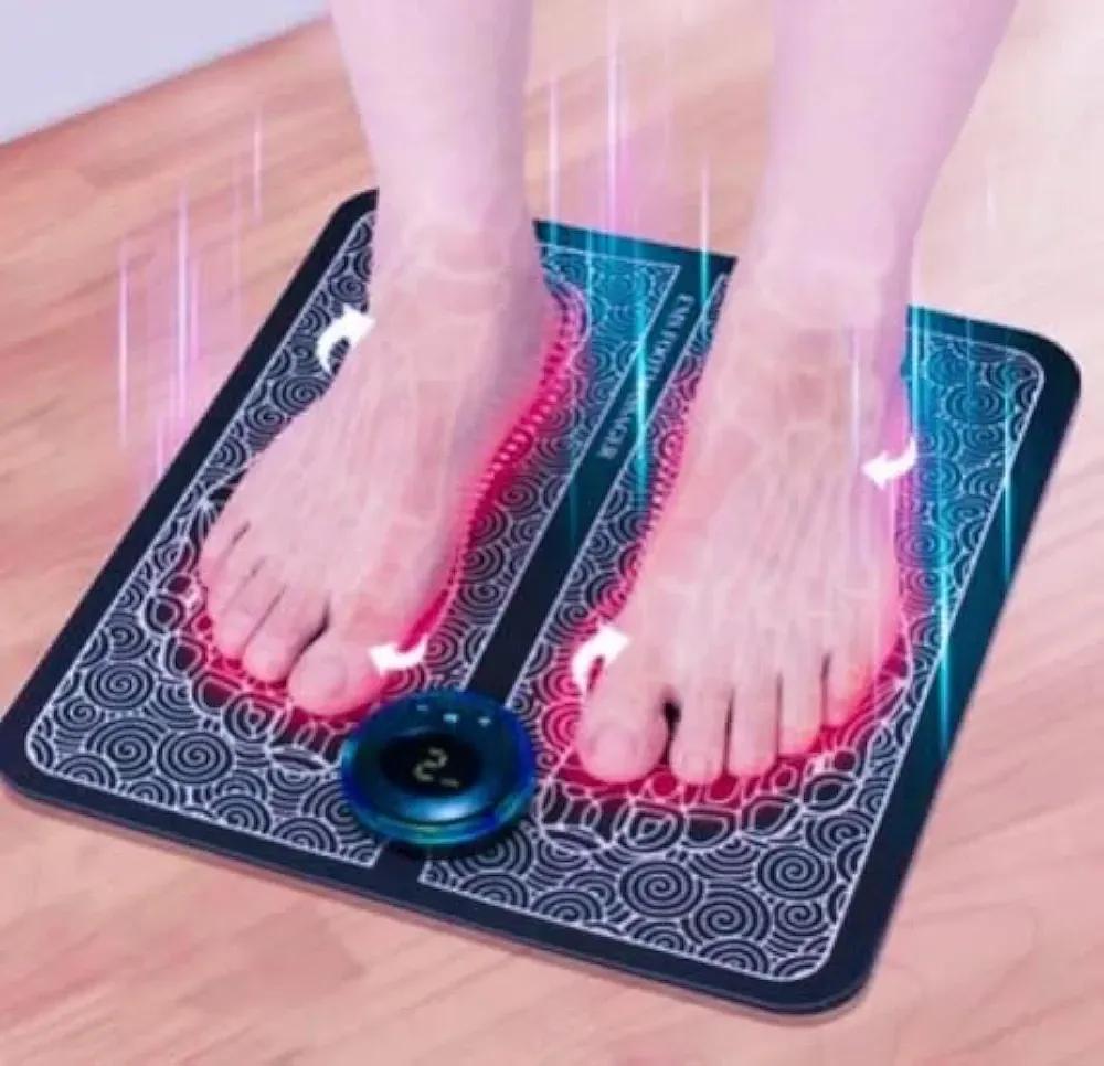 Rechargeable Foot Massager Mat Black PU Leather