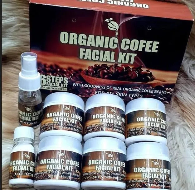 Coffee Skin Whitening Facial kit All Skin Type With Bleach| Pack Of 7 | Organic Coffee Facial