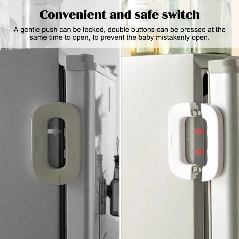 Child Safety Refrigerator Lock | Double Button Fridge & Freezer Door Lock