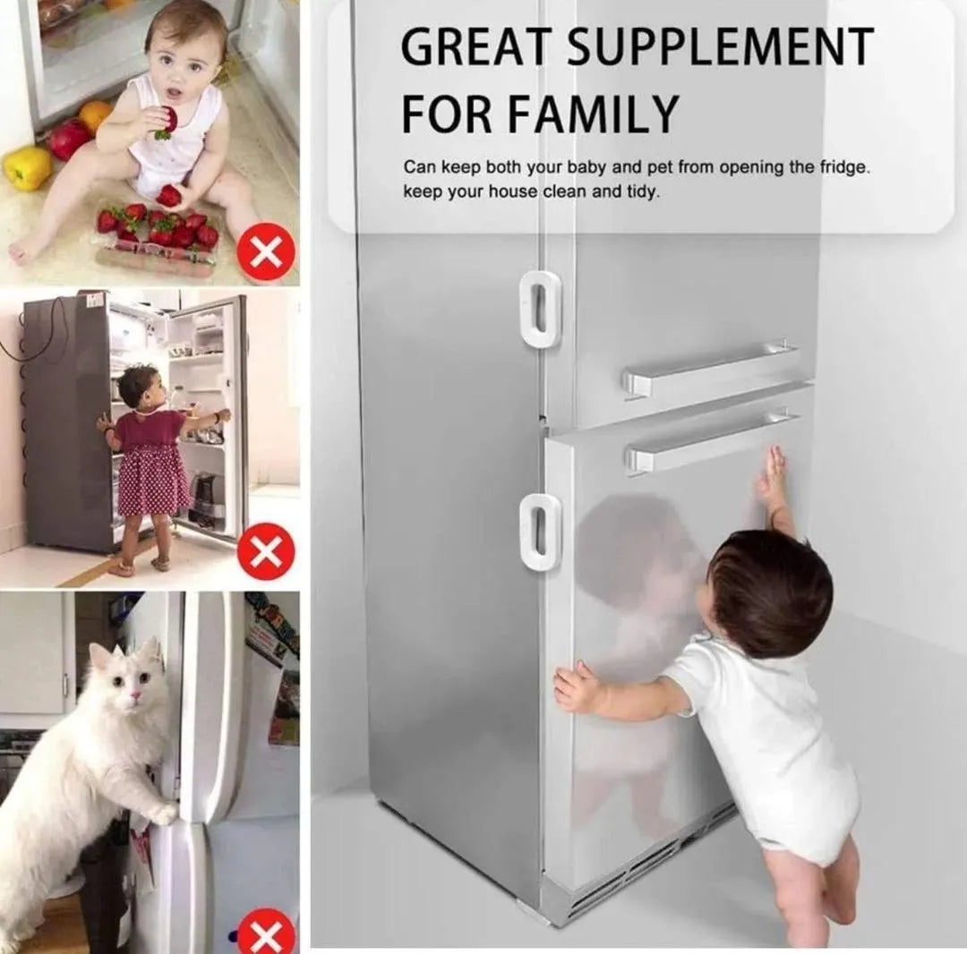 Child Safety Refrigerator Lock | Double Button Fridge & Freezer Door Lock