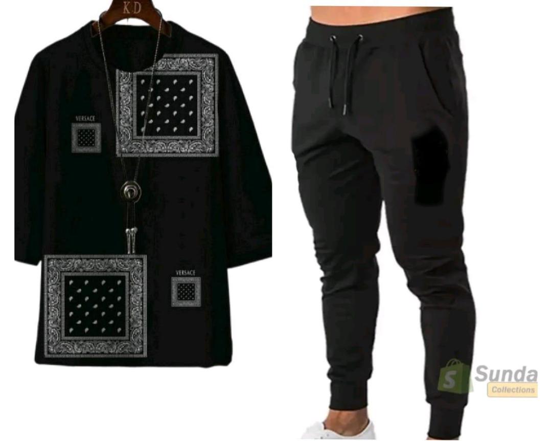 Men Black Printed Track Suit Set Micro Interlock