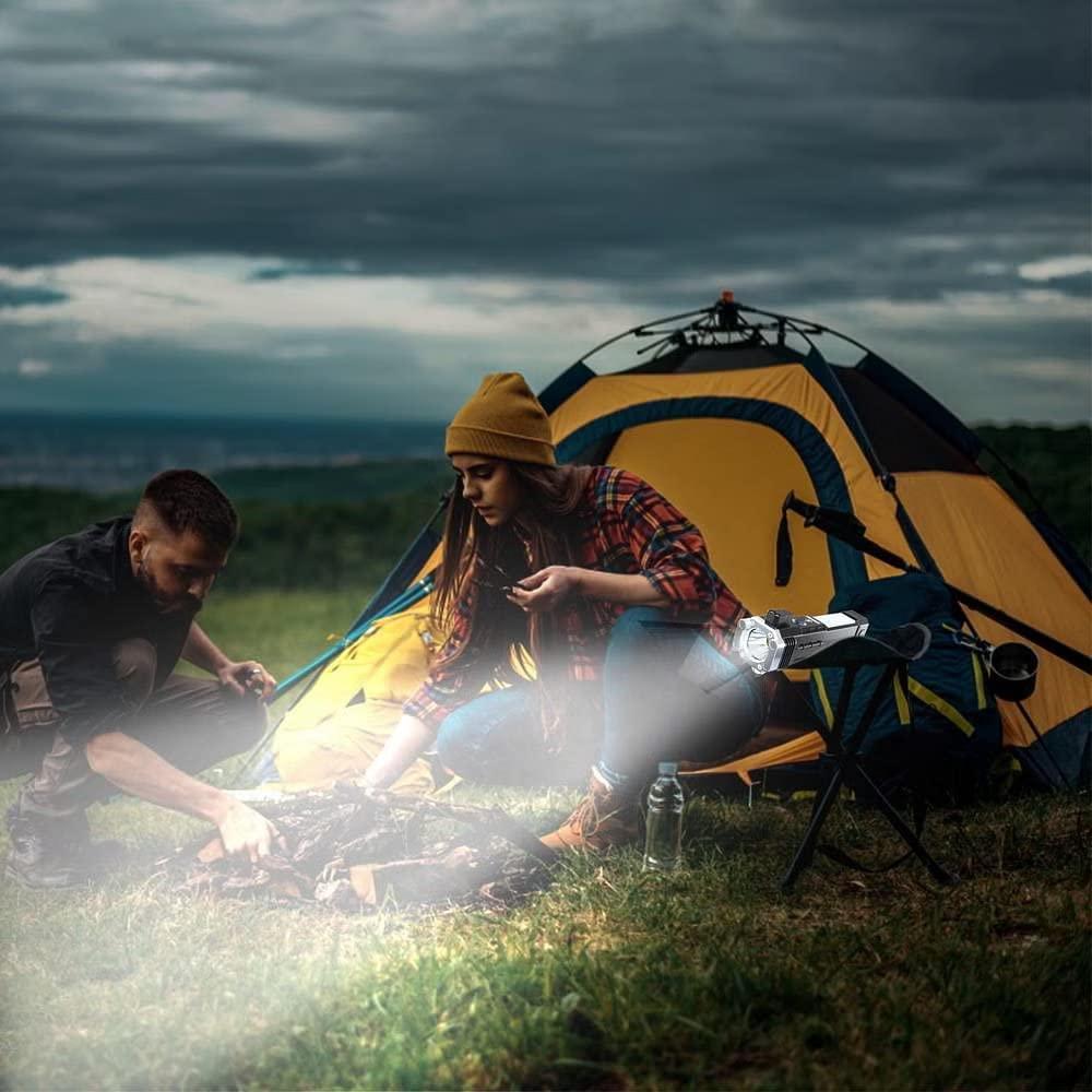 Rechargeable LED Torch Light Black Portable Camping Gear