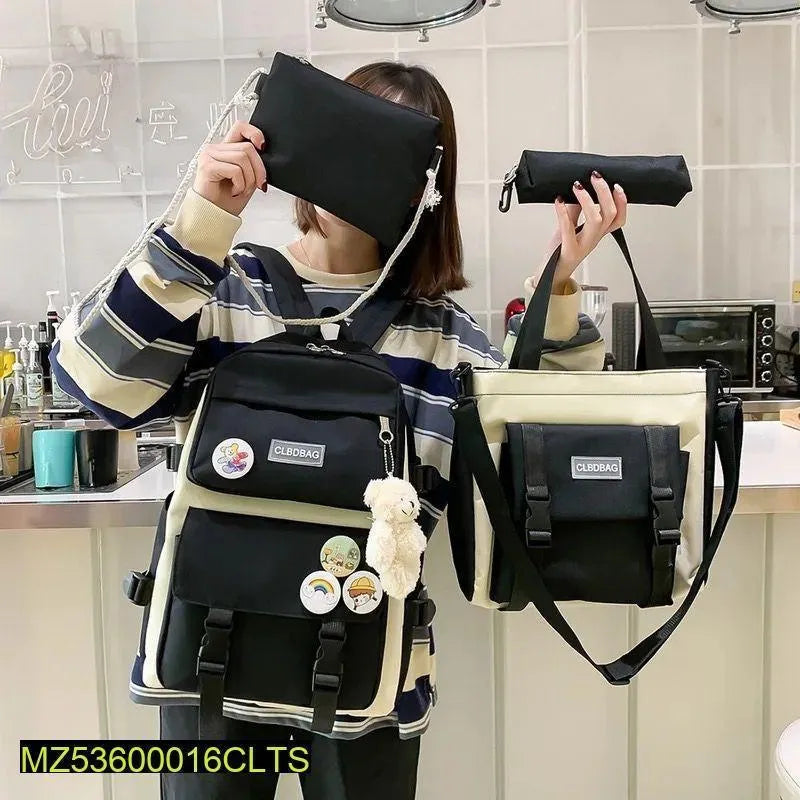 Fashionable 3-Piece Backpack Set Black White