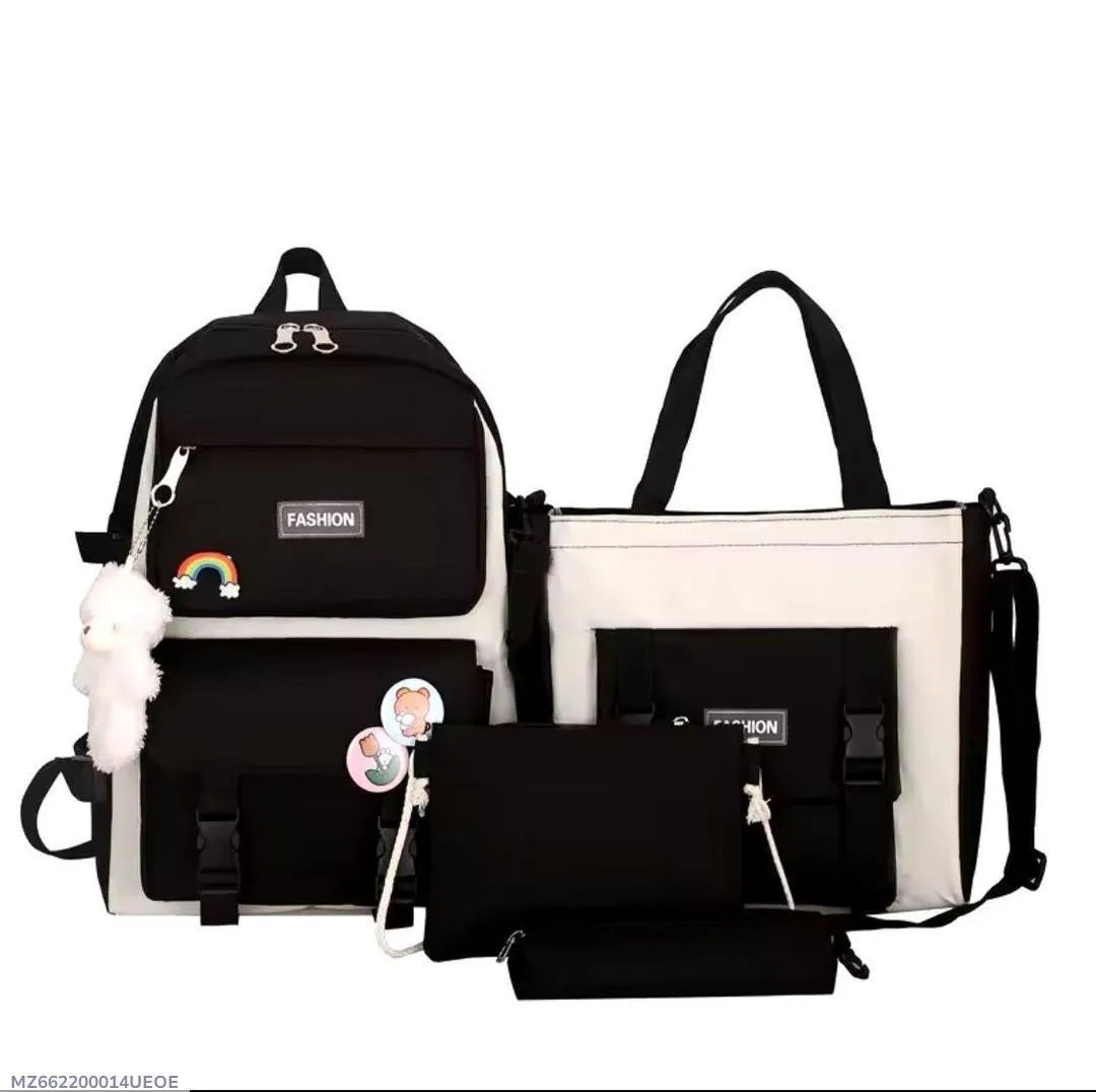 Fashionable 3-Piece Backpack Set Black White