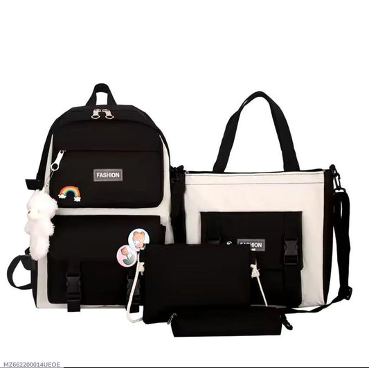 Fashionable 3-Piece Backpack Set Black White