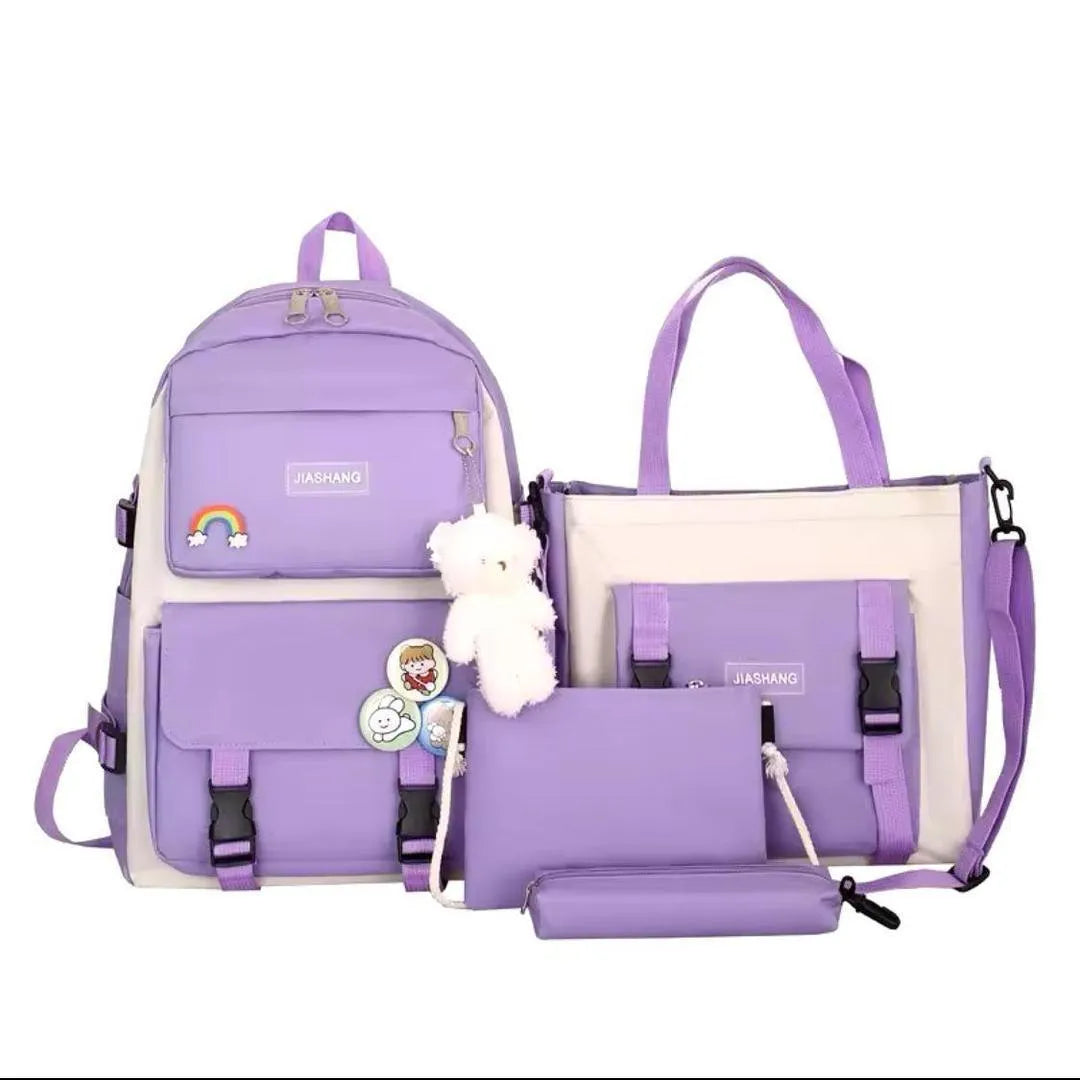Fashionable 3-Piece Backpack Set Black White