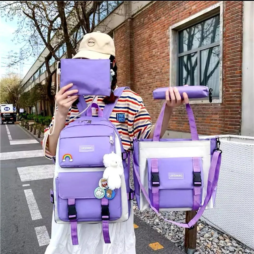 Fashionable 3-Piece Backpack Set Black White