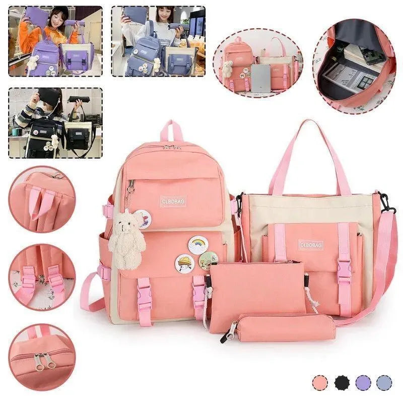 Fashionable 3-Piece Backpack Set Black White