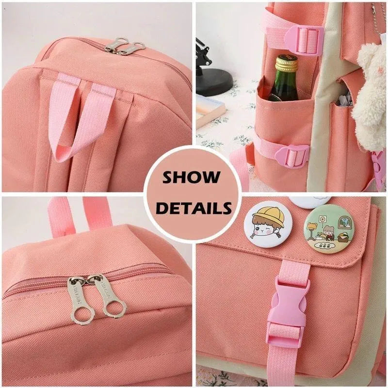 Fashionable 3-Piece Backpack Set Black White