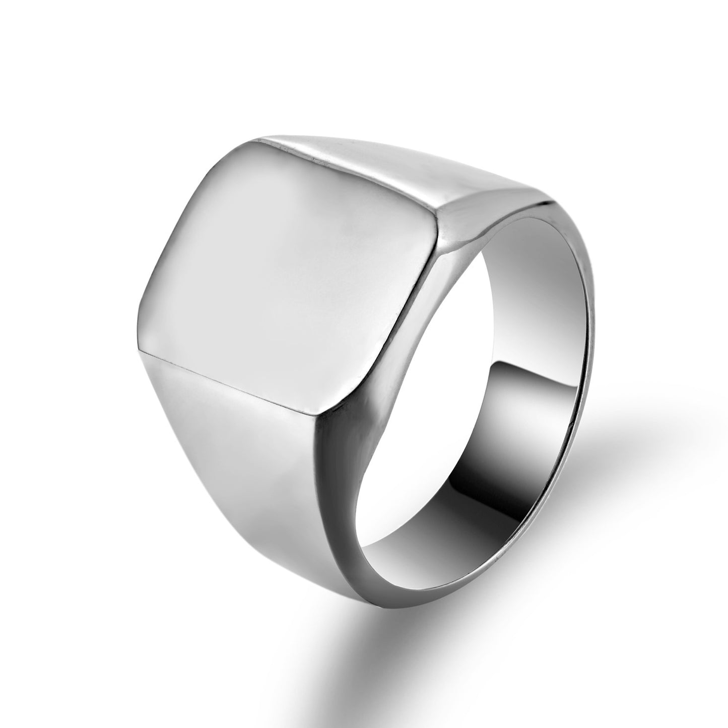 Men Titanium Steel Square Ring Golden Glow Daily Wear