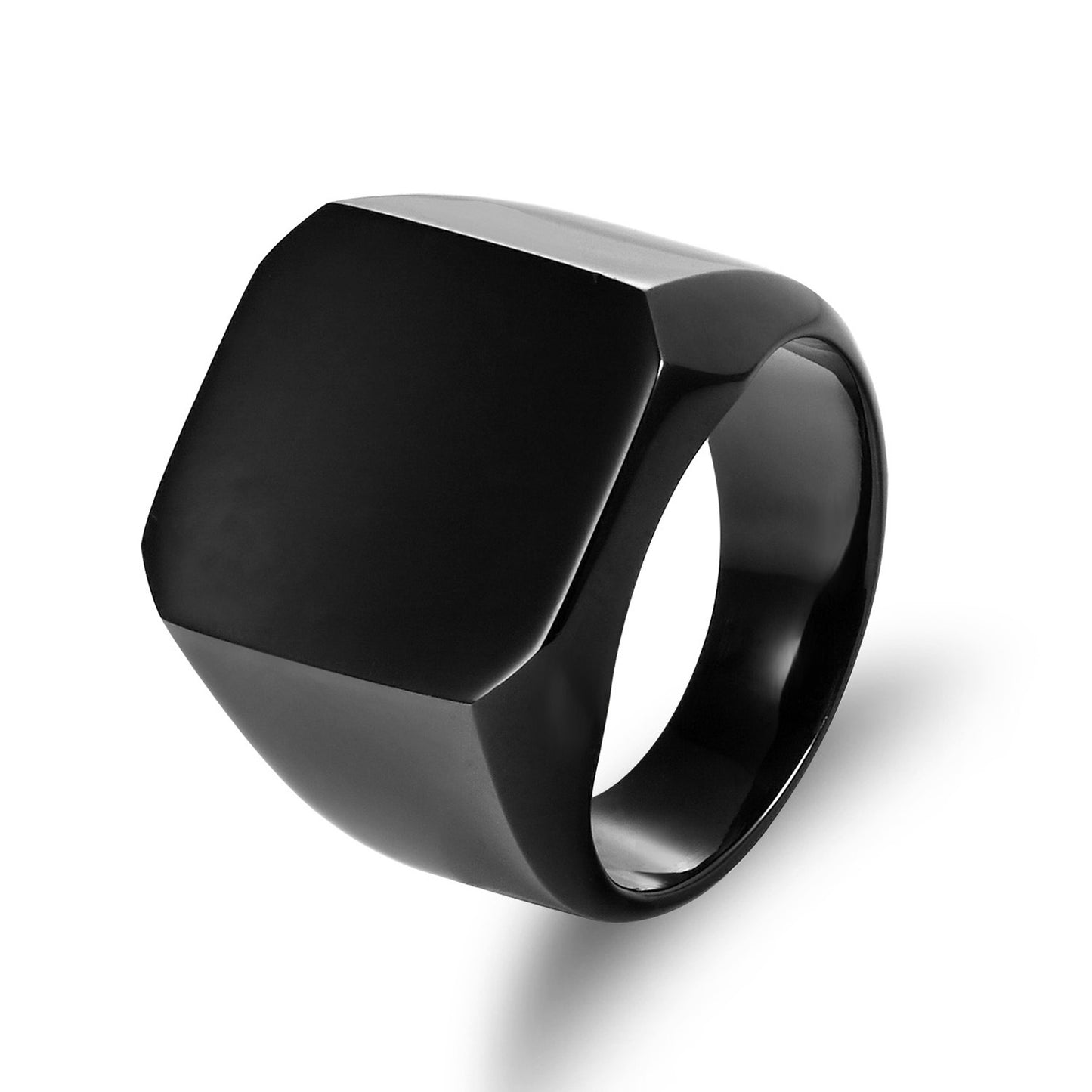 Men Titanium Steel Square Ring Golden Glow Daily Wear